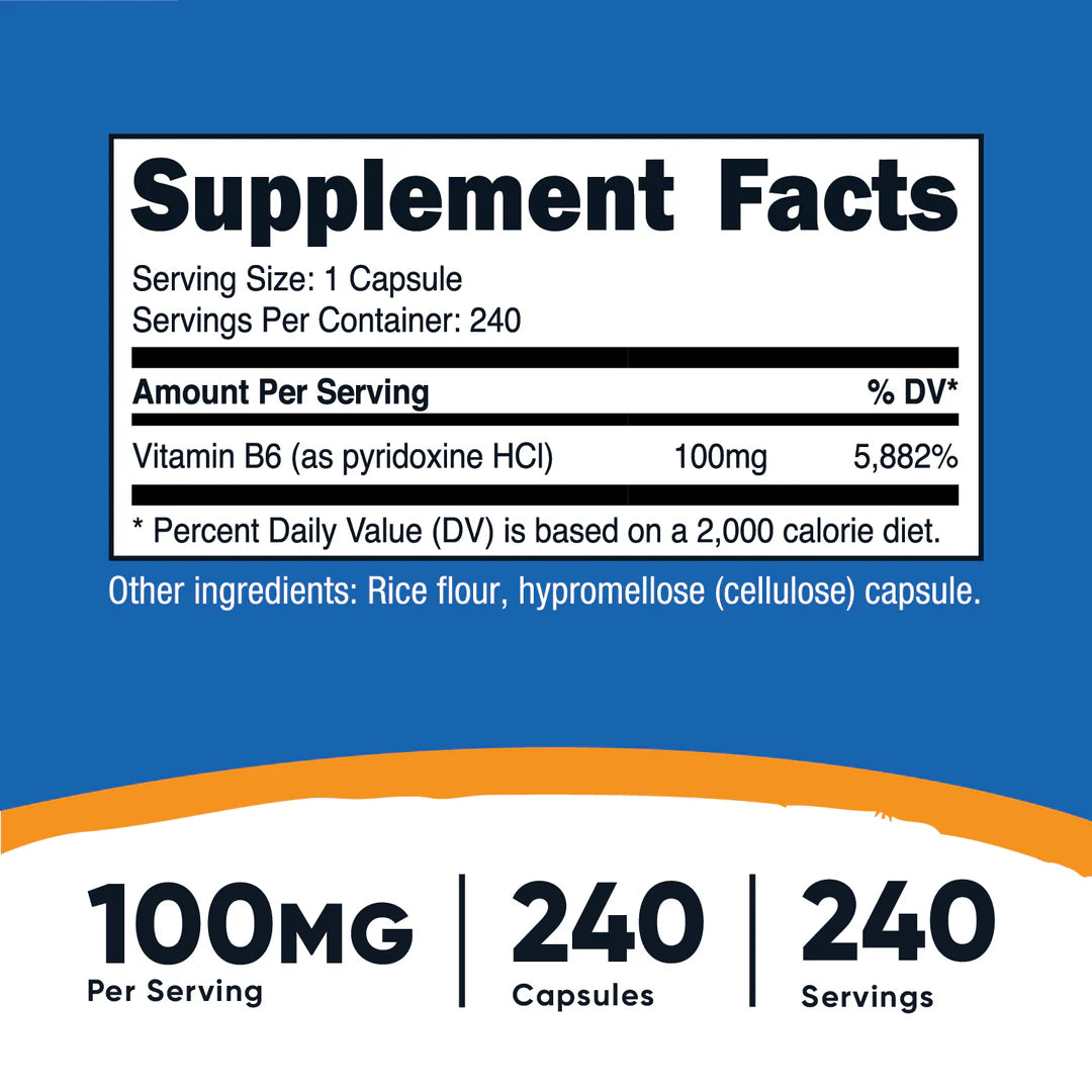 Cápsulas de vitamina B6 (piridoxina HCI)