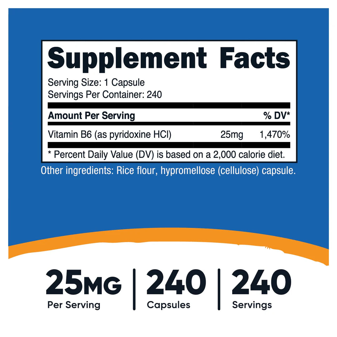 Nutricost Vitamin B6 (Pyridoxine HCI) Capsules