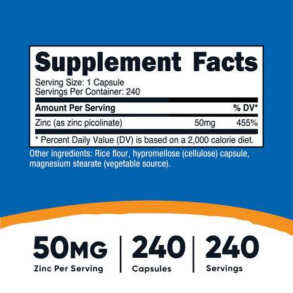 Nutricost Zinc Picolinate Capsules (240 Capsules)