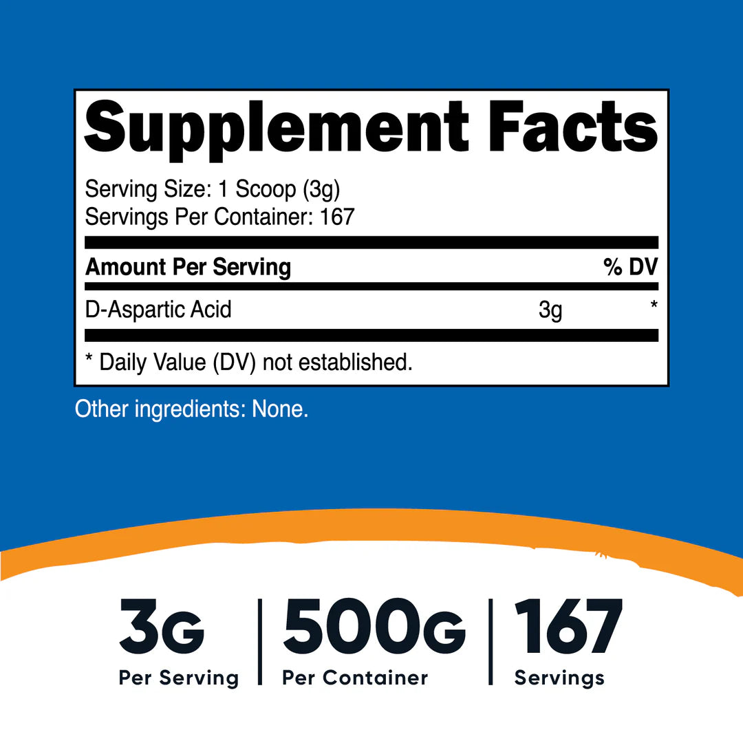 Nutricost D-Aspartic Acid Powder (500 Grams)