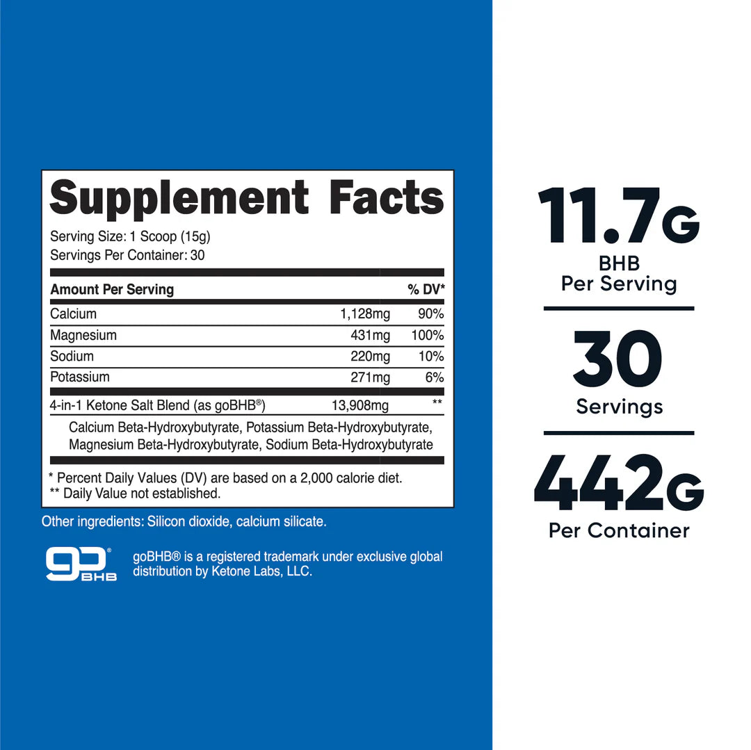 Nutricost Ketone BHB Salts 4-in-1 Powder (442G) (Unflavored)