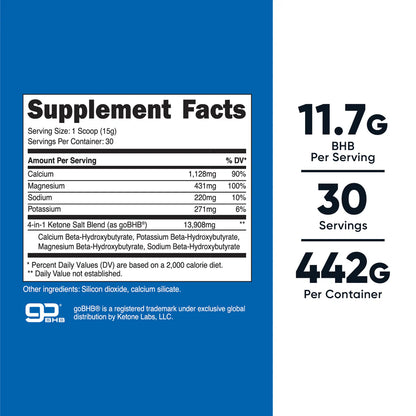 Nutricost Ketone BHB Salts 4-in-1 Powder (442G) (Unflavored)