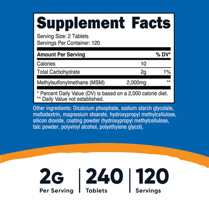 Nutricost MSM Tablets (240 Tablets)