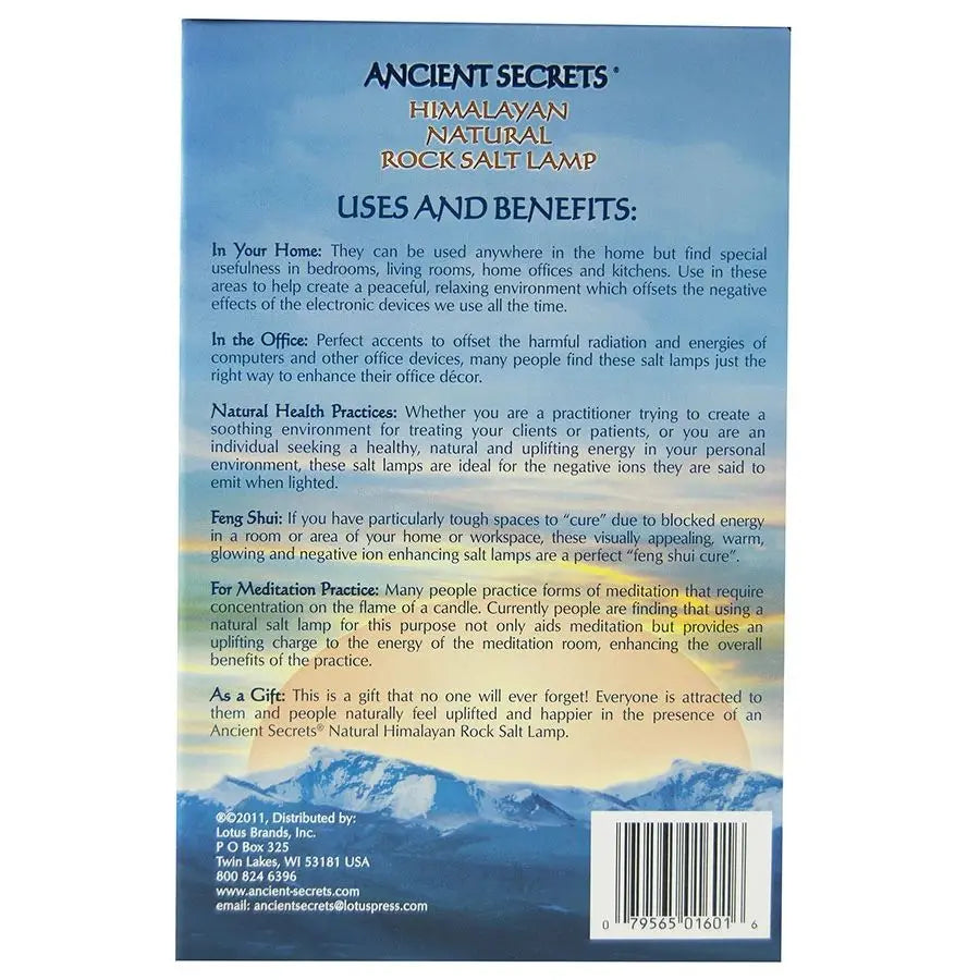 Lámpara grande de sal de roca del Himalaya Ancient Secrets, grande, 6-8 lbs.