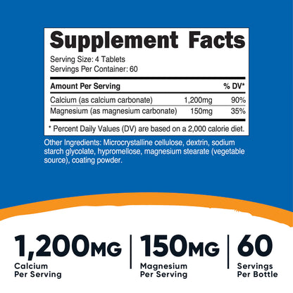 Nutricost Calcium Carbonate (1200 MG) Magnesium Carbonate (150 MG) Tablets (240 Tablets)