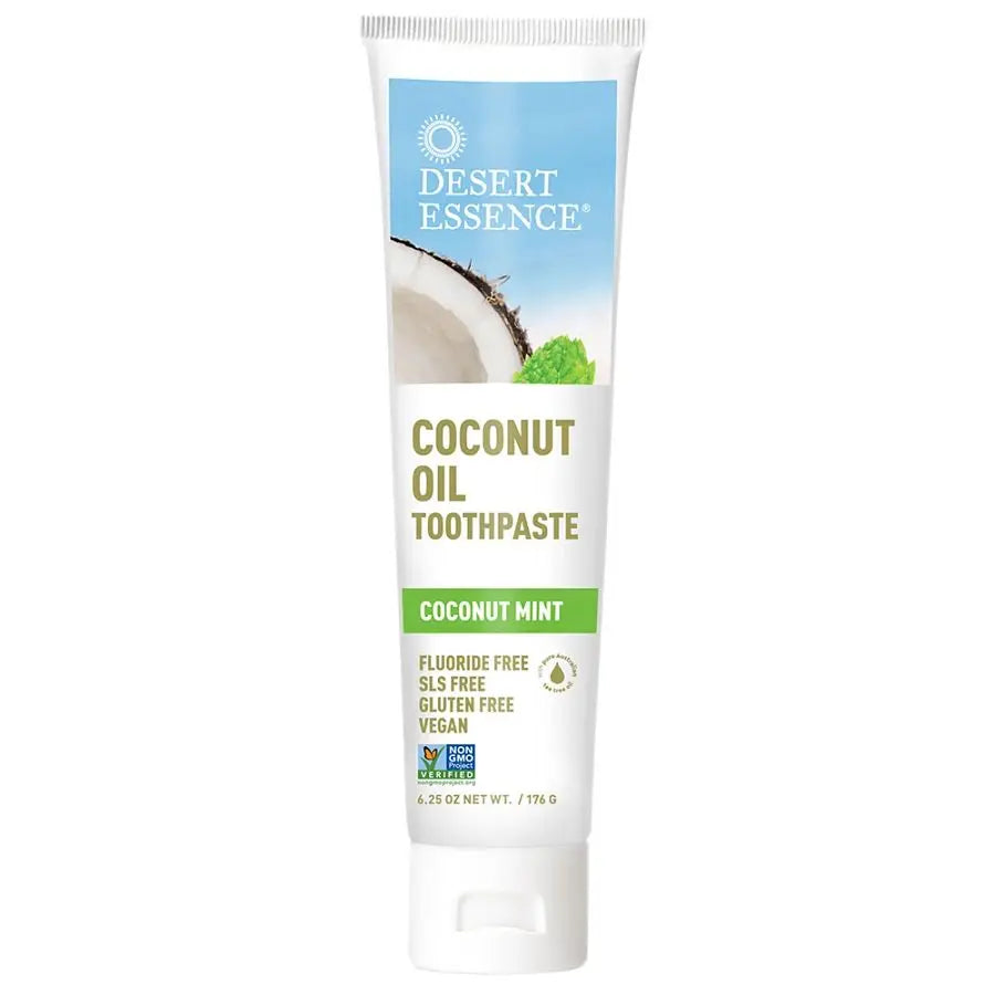 Desert Essence Dentifrice à l'huile de noix de coco et à la menthe (6,25 oz) sans fluorure