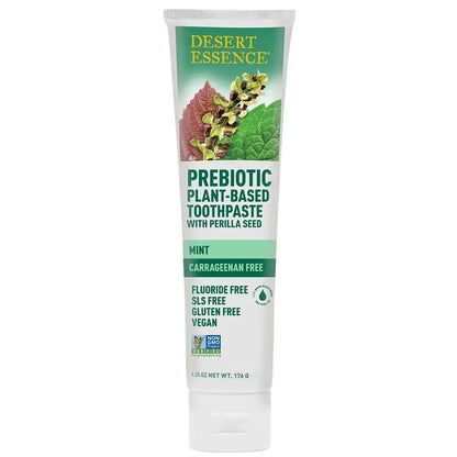 Desert Essence Prebiotic Plant-Based Carrageenan Free Mint Toothpaste (6.25 oz) Fluoride-Free