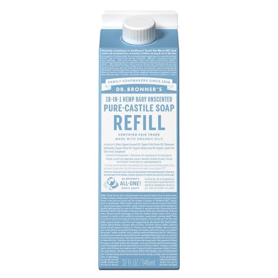 Dr. Bronner's 18-in-1 Reine Kastilienseife (32 oz) Nachfüllkarton