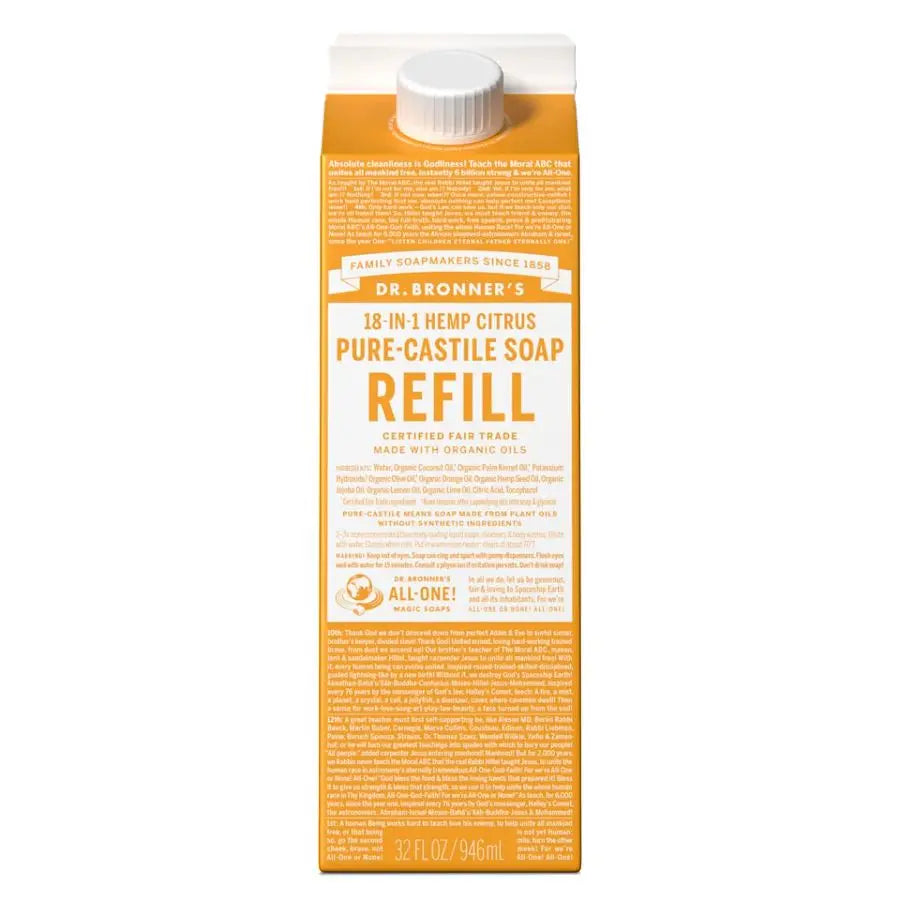 Dr. Bronner's 18-in-1 Pure-Castile Soap (32 oz) Refill Carton