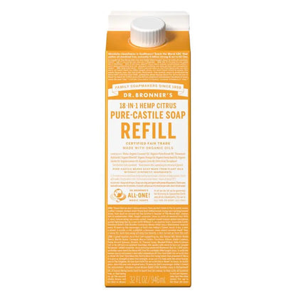 Carton de recharge de savon de Castille pure 18 en 1 Dr. Bronner's (32 oz)