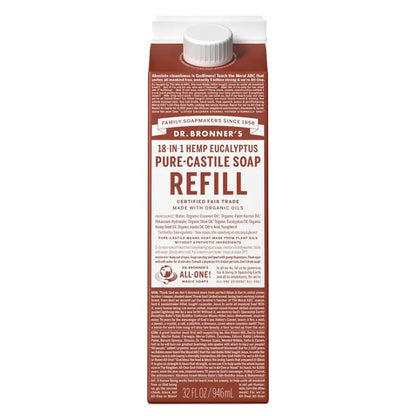 Caja de recambio de jabón de castilla puro 18 en 1 del Dr. Bronner (32 oz)