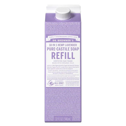 Caja de recambio de jabón de castilla puro 18 en 1 del Dr. Bronner (32 oz)