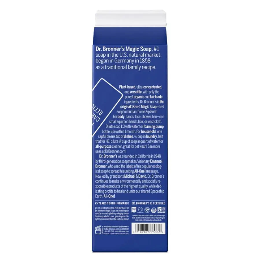 Caja de recambio de jabón de castilla puro 18 en 1 del Dr. Bronner (32 oz)