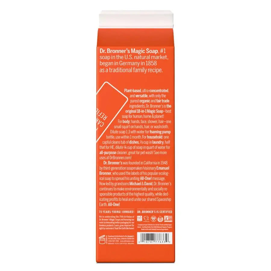 Dr. Bronner's 18-in-1 Reine Kastilienseife (32 oz) Nachfüllkarton