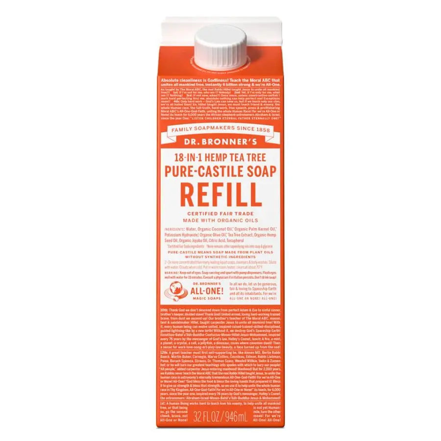 Dr. Bronner's 18-in-1 Pure-Castile Soap (32 oz) Refill Carton