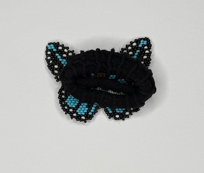 手工蓝色蝴蝶弹力发带 - 多色珠子（Chaquiras）