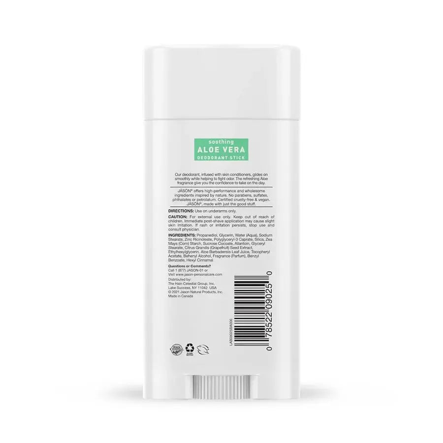 Bâton déodorant apaisant à l'aloe vera Jason (2,5 oz) sans aluminium