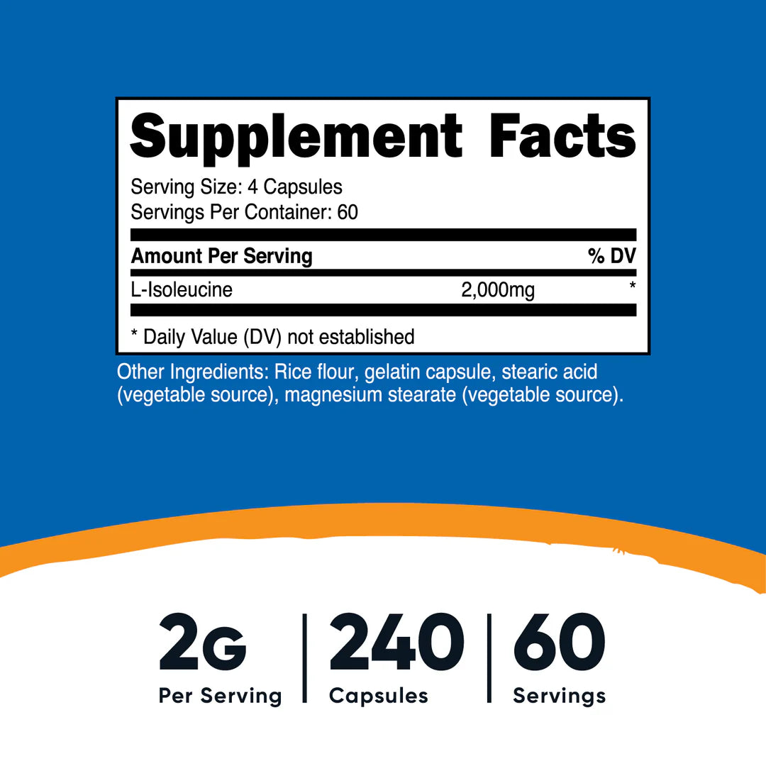 Gélules de L-isoleucine (500 MG) (240 gélules)