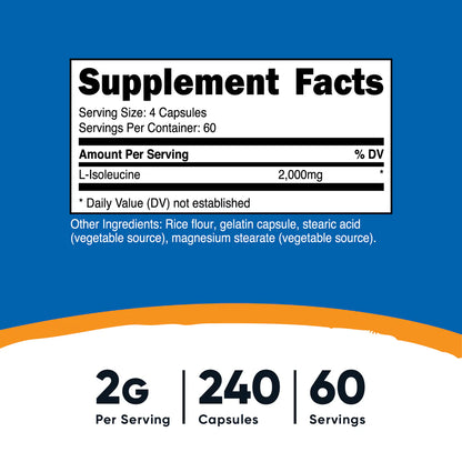 Nutricost L-Isoleucine Capsules (500 MG) (240 Capsules)