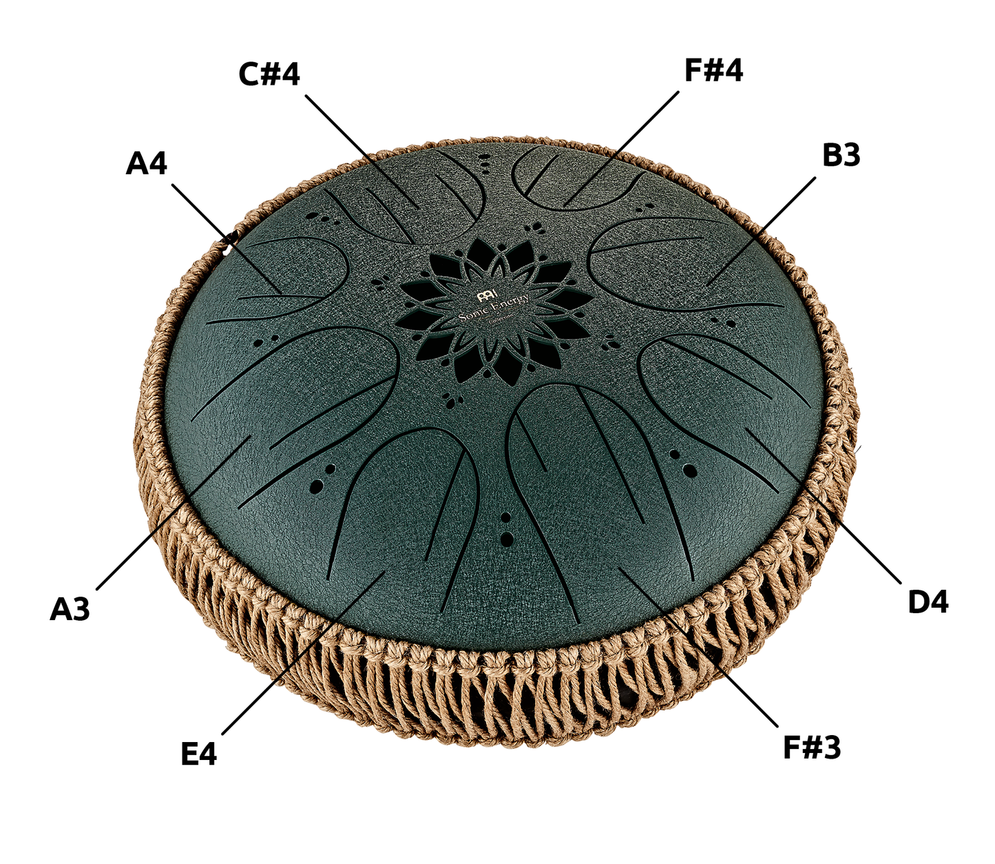 Meinl Medium Octave Steel Tongue Drum - F# Minor, Green, 432hz