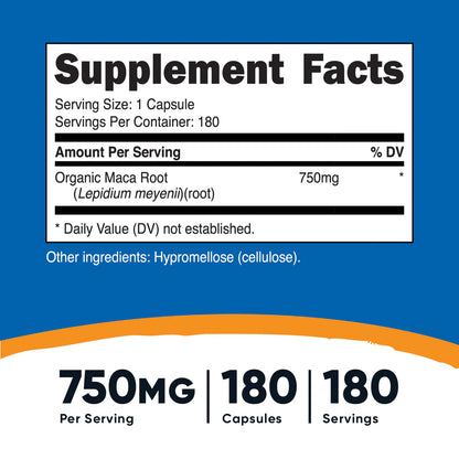 Nutricost Maca Root Capsules (750 MG) (180 Capsules)