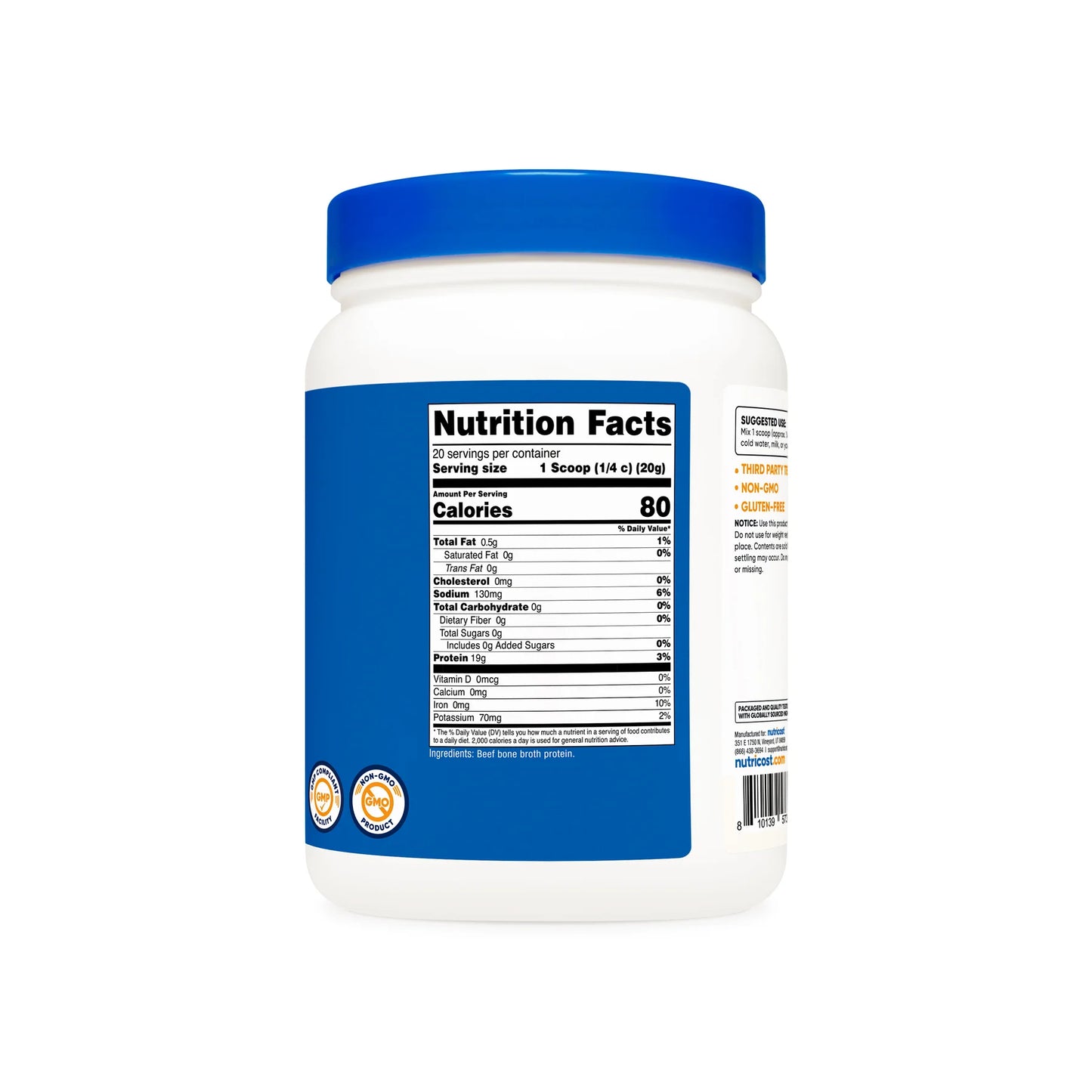 Nutricost 牛肉骨汤蛋白粉（20 份）