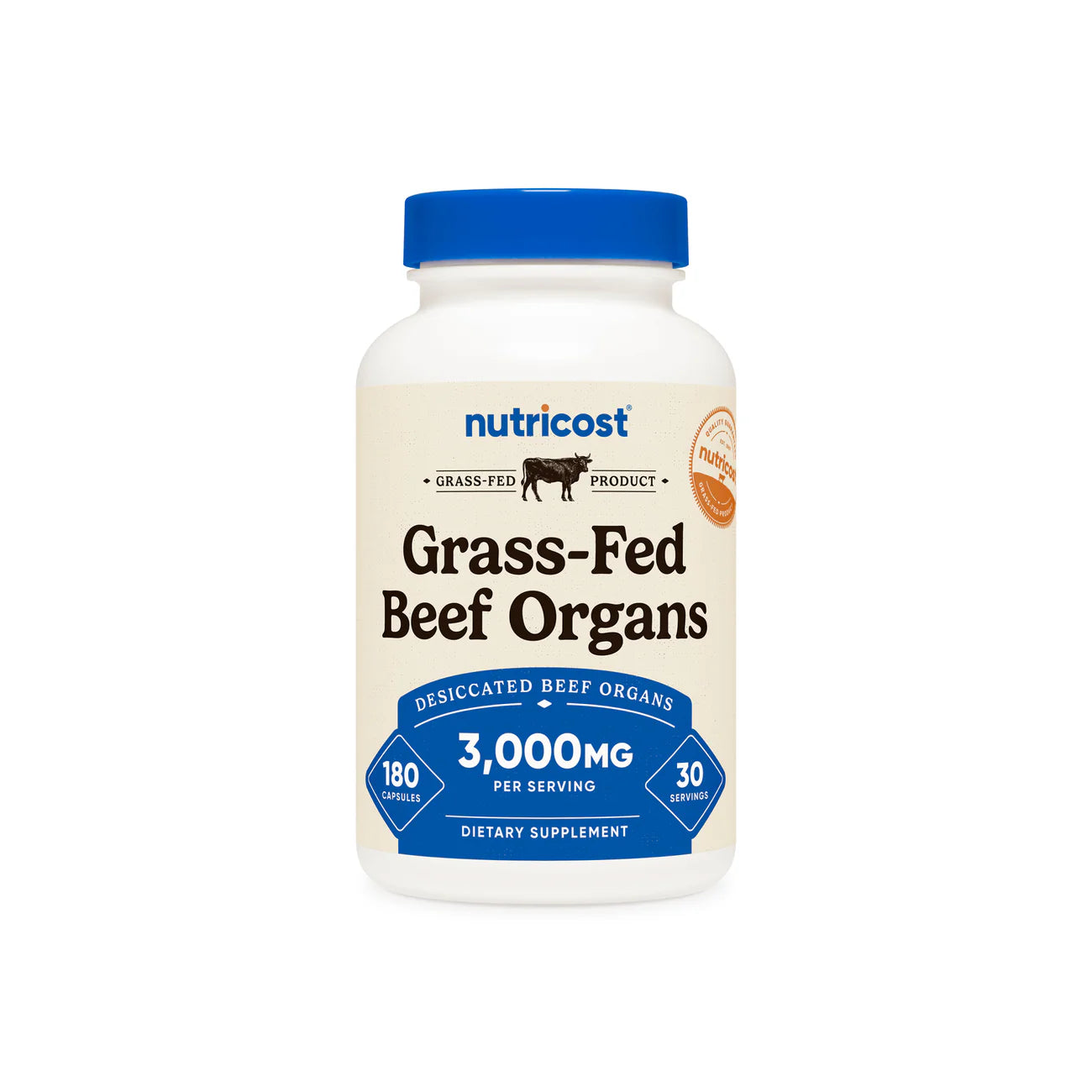 Nutricost Grass-Fed Beef Organs Capsules (180 Capsules)