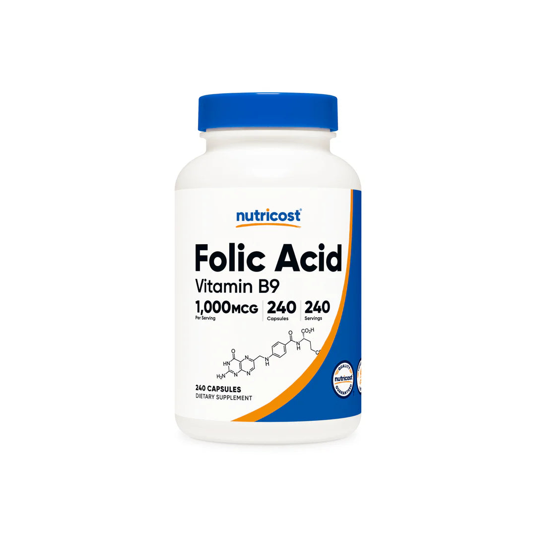 Nutricost Folic Acid (Vitamin B9) Capsules (1000 MCG) (240 Capsules)