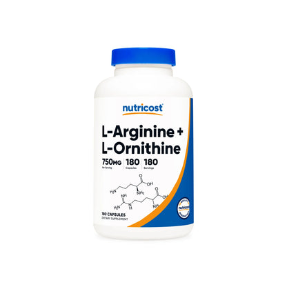 Nutricost L-Arginine L-Ornithine Capsules (180 Capsules)