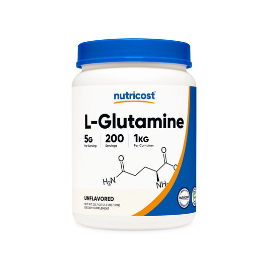 L-glutamina en polvo Nutricost (sin sabor)