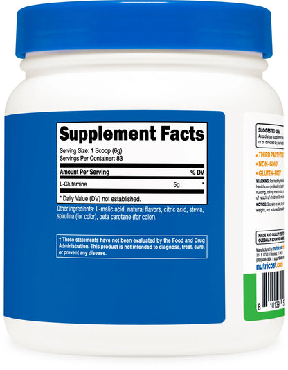 Nutricost L-谷氨酰胺粉（含甜菊糖）（500克）（调味）