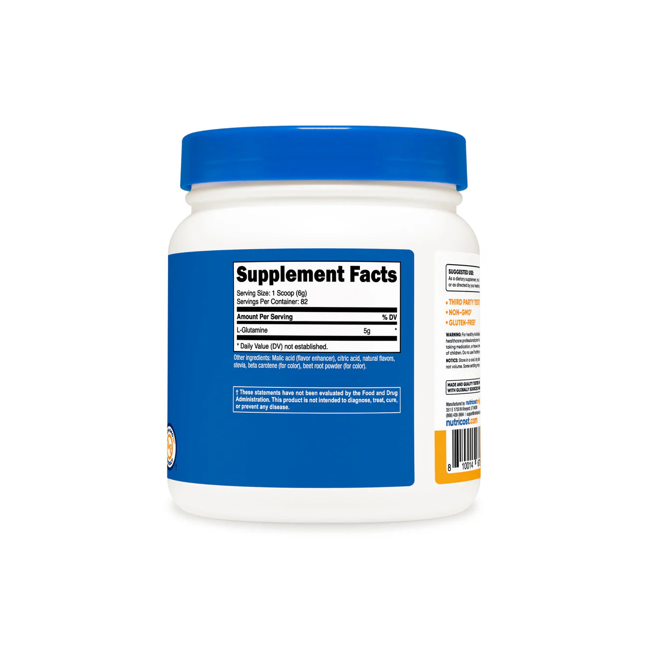 Nutricost L-谷氨酰胺粉（含甜菊糖）（500克）（调味）