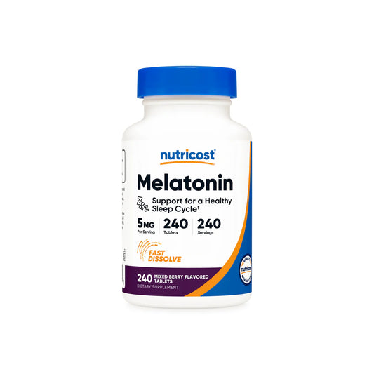 Nutricost Melatonin Tablets (Fast Dissolve) (Mixed Berry) (5 MG) (240 Tablets)