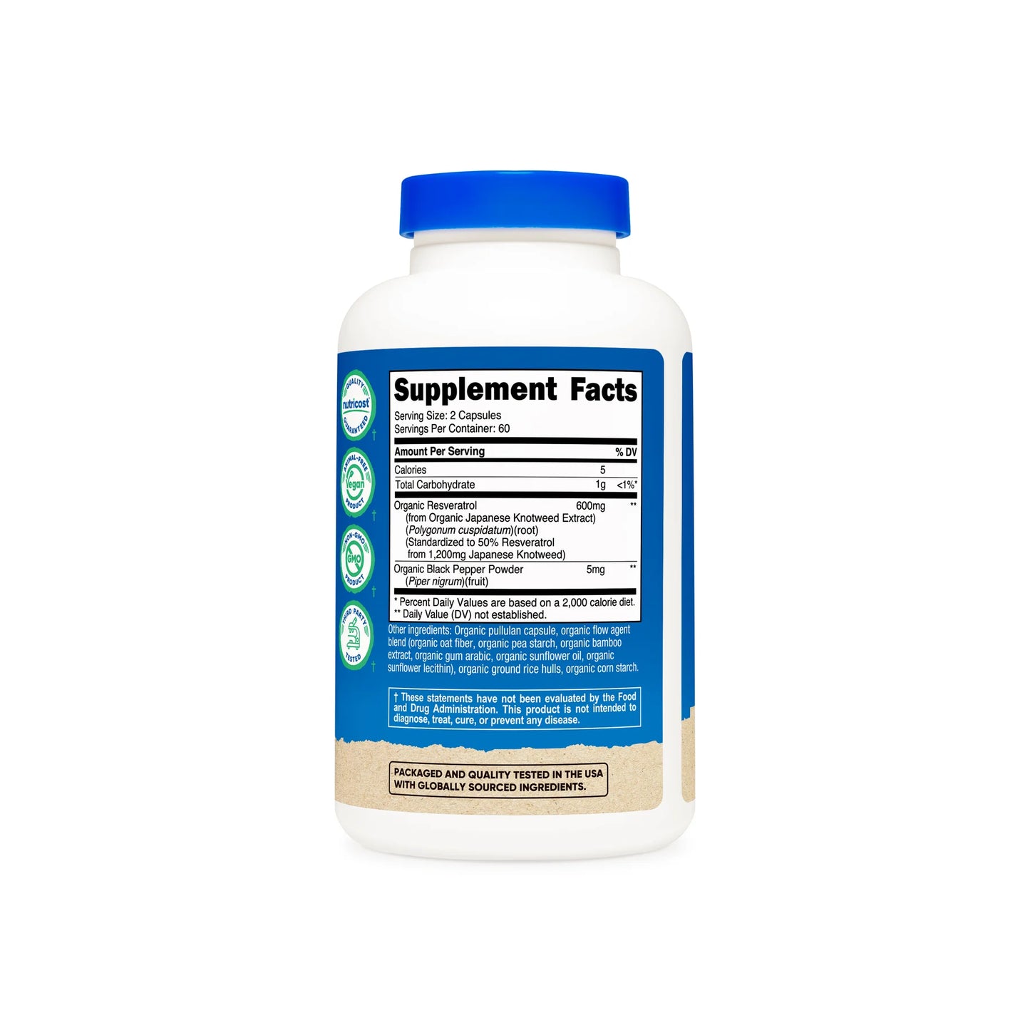 Nutricost Organic Resveratrol Capsules (600 MG) (120 CAPS)