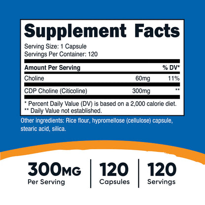 Nutricost CDP Choline Capsules (300 MG)