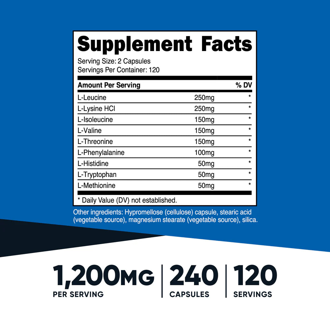 Nutricost EAA Capsules (1,200 MG) (240 Capsules)