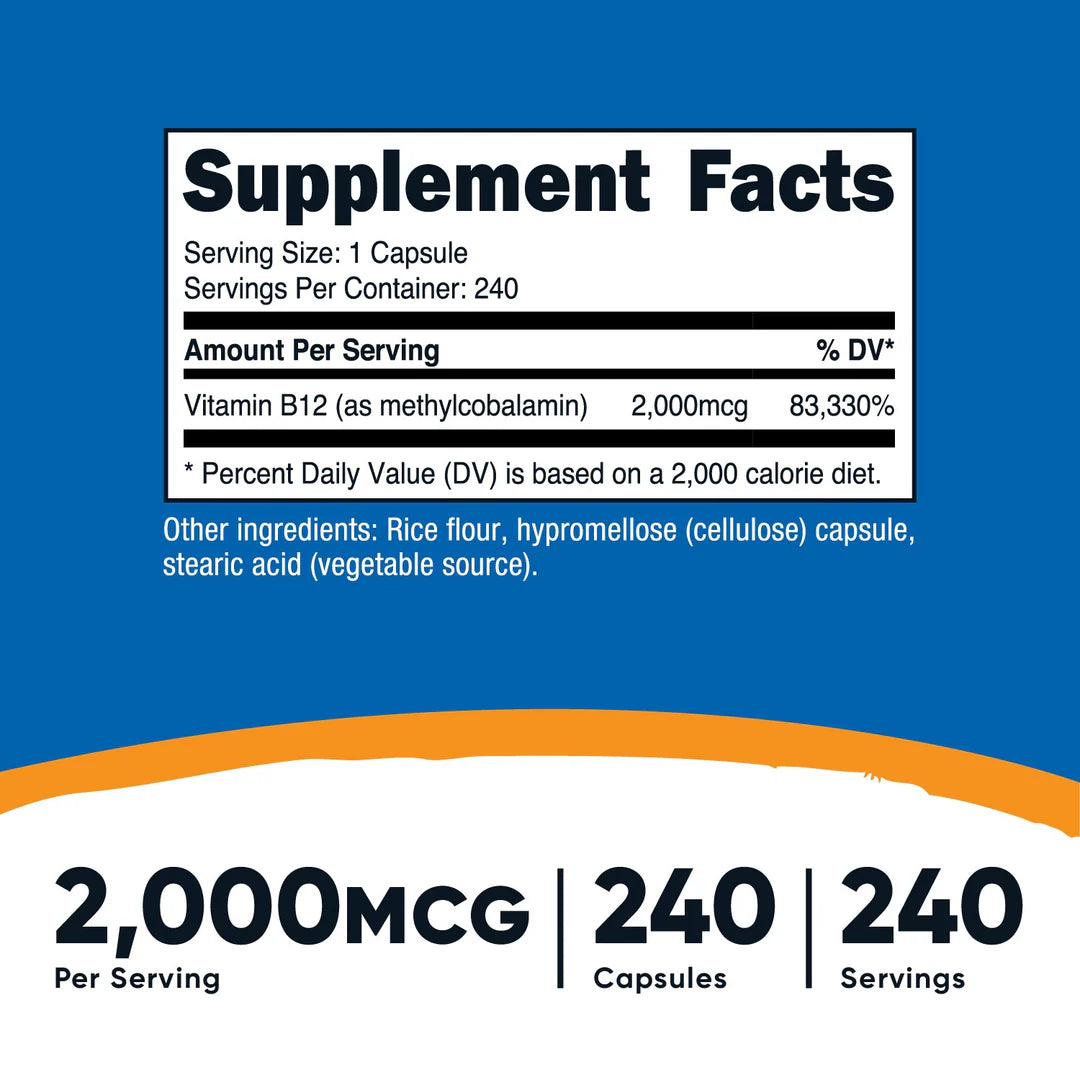 Nutricost Vitamin B12 Capsules (240 Capsules)