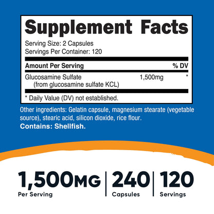 Nutricost Glucosamine Sulfate Capsules (750 MG) (240 Capsules)