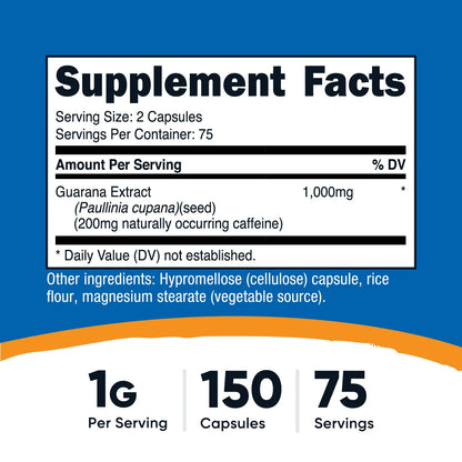 Nutricost Guarana Capsules (500 MG) (150 Capsules)